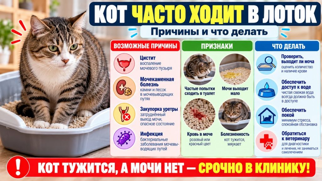 Кот часто ходит в туалет по-маленькому